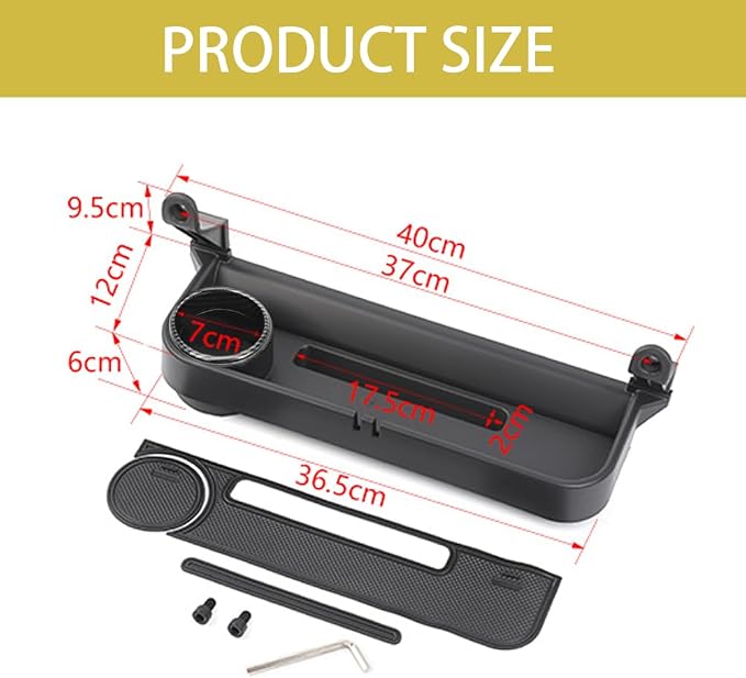 Grab Bar Tray Passenger Side Co-Pilot Handle Expansion Storage Tray Organizer Box Cup Holder Fit for Suzuki Jimny 2019-2025 Interior Accessories (Carbon Fiber Look Ring)