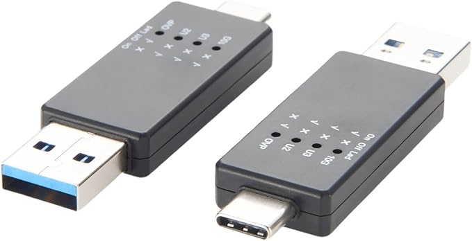 USB 10G Tester USB Type C 3.1/3.0/2.0 Hub Speed Voltage Test Tool Detection Trigger USB Port Analyzer with LED for Port Functionality QC Inspection (2PCS)