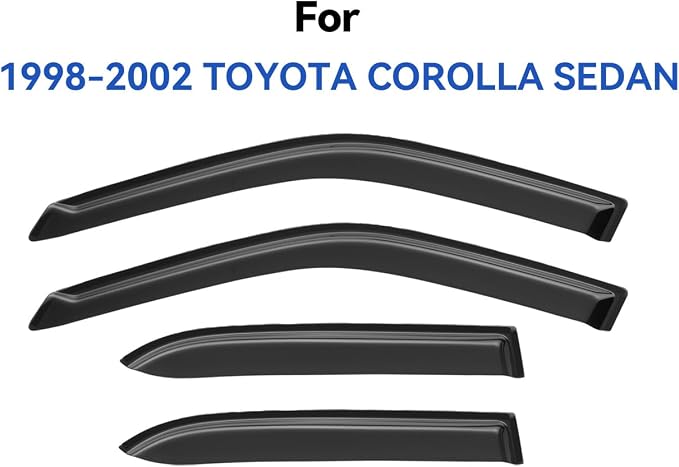 Window Visors Rain Guards Shield for 1998-2002 Toyota Corolla Sedan, Out-Channel Window Vent Wind Deflectors Visors Shades for 98-02 Corolla