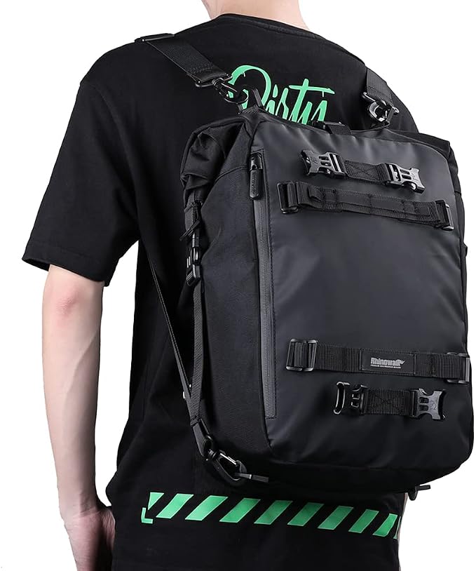 Rhinowalk Motorcycle Tail Bag 20L Motor Travel Luggage Waterproof Motorbike Rear Rack Trunk Storage Bag - Black