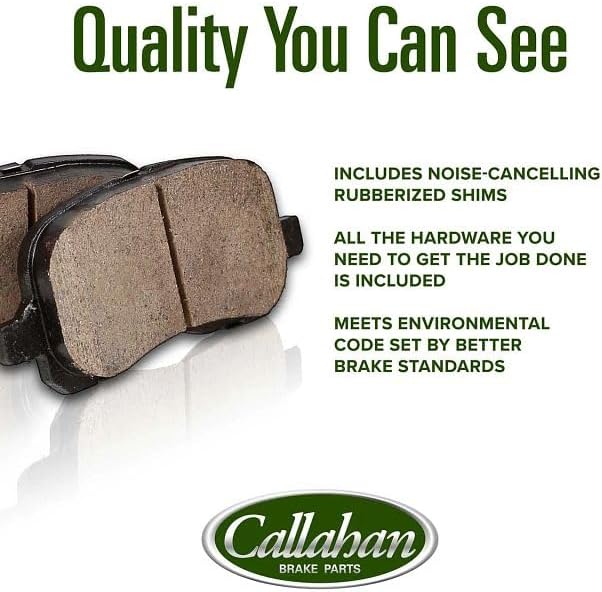 Callahan Brake Parts Front Brake Kit For Dodge Dakota 2000-02 | Dodge Durango 2000-02 - Disc Rotors with Ceramic Brake Pads + Hardware, EBYK018863