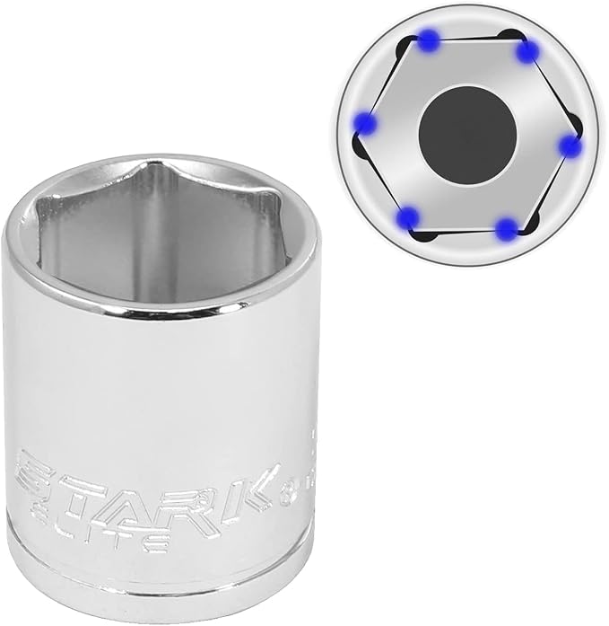 Stark USA 47-Pieces 1/4" & 3/8" Drive Impact Socket Wrench SAE (5/16" to 3/4") & Metric (8 to 19mm) Reversible Ratchet Deep & Shallow, 6 Point, Ratchet, Universal Joint, Adapters