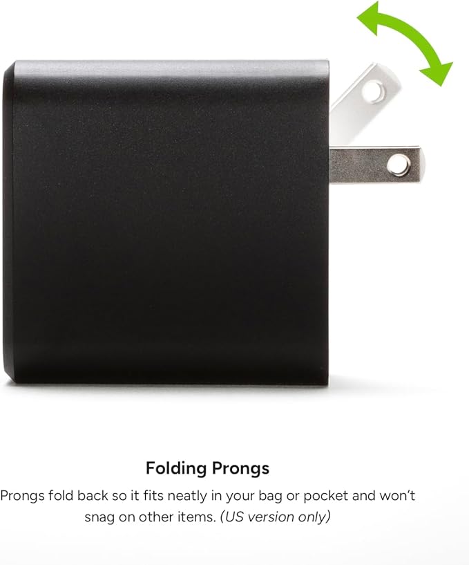 Mophie GaN 60W USB C Charger Block with USB A Port - Fast Wall Charger for iPhone, iPad, Google Pixel, Samsung Galaxy, MacBook Pro, Laptops, and More - Compact, Foldable Prongs, Eco-Friendly, Black