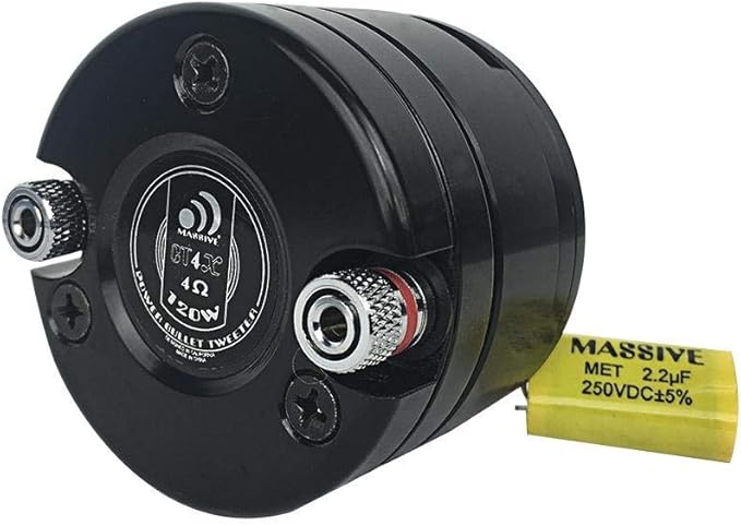 Massive Audio CT4XV2 25mm Titanium Bullet Tweeter | 4 Ohm, 120W Super Tweeter, High-Frequency Pro Audio Component, Ultra-Loud Sound, Aluminum Housing, Car & Pro Audio System Upgrade