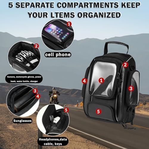 Motorcycle Tank Bag for Yamaha FZ 07 2015-2017, Magnetic & Strap Mount Tank Bag for Motorcycles, Motorcycle Touring Navigation Luggage Bag Tank Bags, B Magnetic