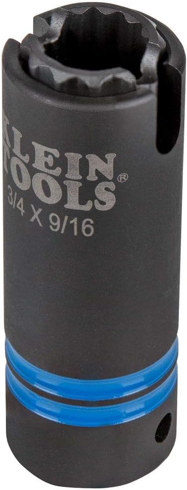 Klein Tools 66031 3-in-1 Slotted Impact Socket, 12-Point Deep Sockets, Coaxial Spring Loaded, 3/4 and 9/16-Inch Hex Sizes, 1/2-Inch Drive & Stanley Proto J7121 1/2" Square Ext, 7/16" Hex