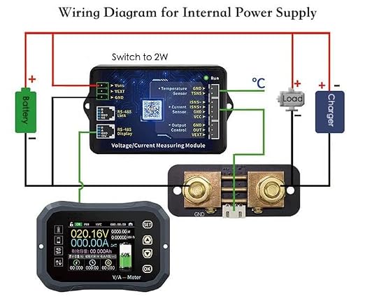 600A Bluetooth Battery Monitor, Wireless Voltage Current Meter with Smart Shunt 0-120V + 2.4'' HD Display, Support APP Control Coulometer for 12V RV Boat Golf Cart Battery (KG-160F)