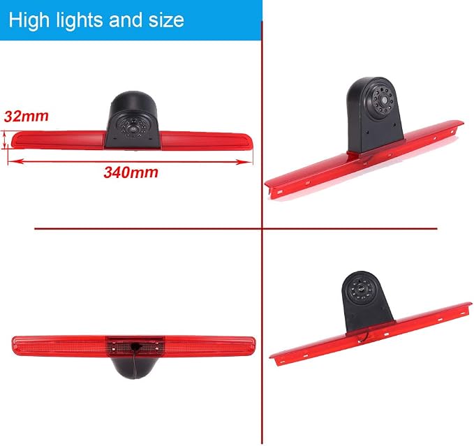HD 170° Auto Transporter Brake Light Roof Rear View Reversing Backup Camera Parking Aids System with Angle Adjustable Compatible with V W Multivan T5 V 5 Van/Caravelle V Bus Kasten 7EB 7EJ 7HB 7HA