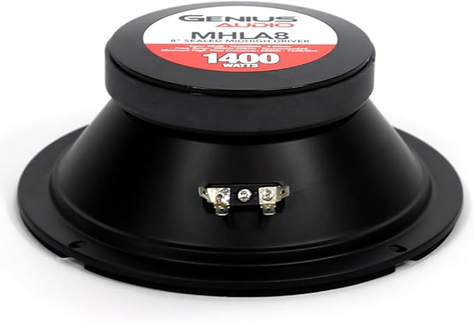 Genius Audio MHLA8 8" Midhigh Drivers - 1400W - 700 WMAX - 1.5" Vc Car Audio Midhigh Speaker - 4 Ohm, Ferrite Magnet