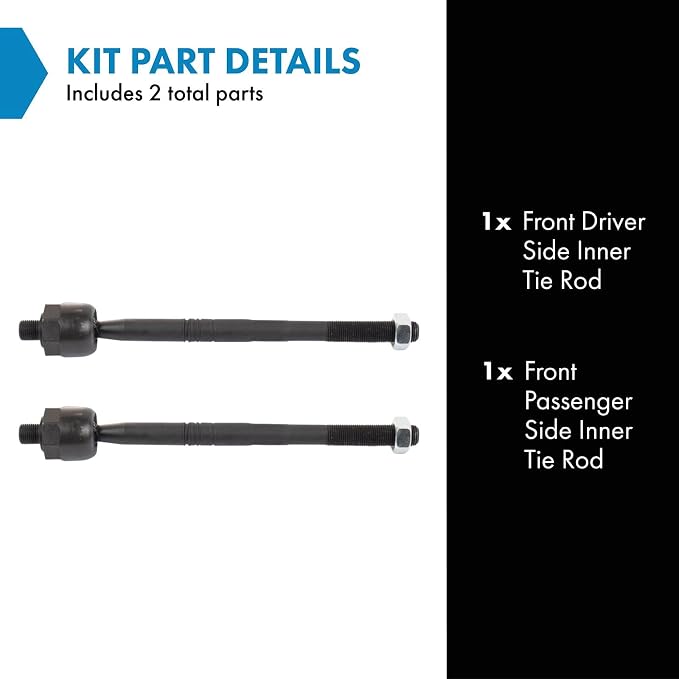 TRQ Front Inner Tie Rod Set 2 Piece Compatible with 2013-2015 Chevrolet Malibu 2016 Malibu Limited