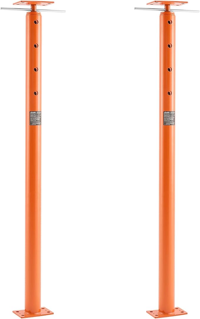 VEVOR House Floor Jacks, 2 Pack 53-93 Inch Height Range, 18000 lbs Max Load Capacity, Adjustable Support Beam Basement Jack Post Pole for Leveling, Lift Steel Telescoping Post for Temporary Support