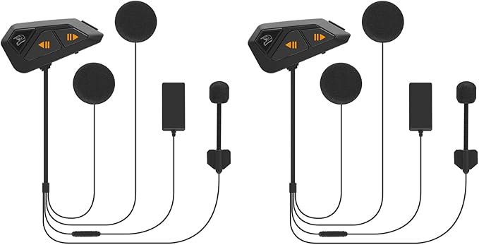 FreedConn Motorcycle Helmet Bluetooth Headset Intercom with Music Share, Universal FG 1200m 6-Way Group Communication Systems Ultra-Thin with Hard Mic/Noise Cancellation/Waterproof (2 Pack)