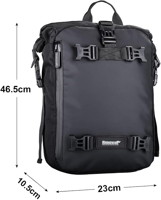 Rhinowalk Motorcycle Tail Bag 10L Waterproof Motor Pannier Bag Motor Travel Luggage Motorbike Rear Rack Trunk Storage Bag Professional Motorcycle Accessories-Black