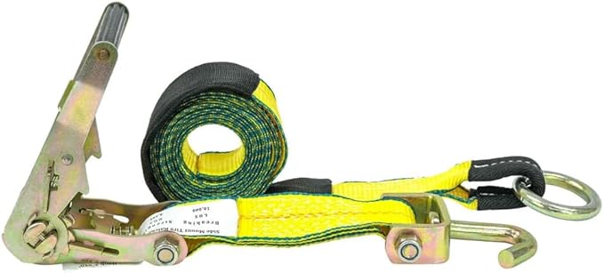 Mytee Products (8 Pack 2" x10' Lasso Ratchet Strap with J Finger Hook Wheel Net Auto Tow Towing Car Hauler Down