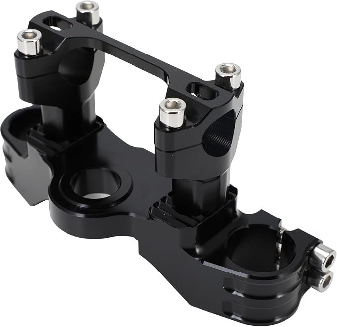 Motorcycle Top Triple Clamp 7/8" 22MM Upper Triple Tree Bar Mount with Risers Set CNC for KLX110 KLX 110 110L KLX110L 2002-2023 Black