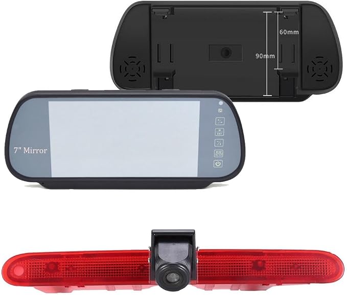 HD Brake Light Rear View Reversing Camera with Angle Adjustable Compatible with Toyota Proace/Citroen Berlingo B9/Opel Combo/Limousine/Peugeot Partner Tepee/Rifter (Camera+7'' Rearview Mirror)