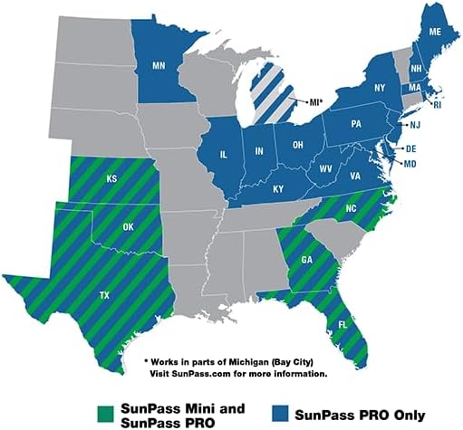Sun Pass Pro Universal Toll Transponder – Prepaid Electronic Pass for Florida & 21 Additional States (MINI)