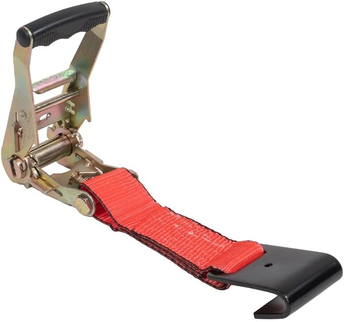 Mytee Products 2" x 120" Car Tie Down Straps for Trailer with Flat Hook - 3333 LB WLL Red Lasso Style Tire Straps for Car Trailer with Ratchets - Vehicle Tie Down Wheel Straps for Hauling Cars
