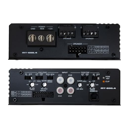 Stinger Audio MT-600.4 Compact Digital Class D 4-Channel 1000W RMS Car Audio Amplifier with Bass Knob Remote Control, HEXFET MOSFET, High/Low Pass Filter & Crossover Multiplier