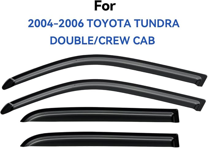 Window Visors Rain Guards for 2004 2005 2006 Toyota Tundra Double Cab, Out-Channel Window Vent Wind Deflectors Visors Shades for 04 05 06 Tundra Crew Cab