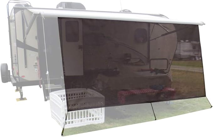 Leaveshade RV Awning Sunshade Screen 6' X 14' 3'' (Fit for 15' Awning)- Brown Mesh Sun Shade Block Patio Front Glare Motorhome Camping Trailer Awning Shade UV Sunblocker Sunscreen - 3 Year Warranty