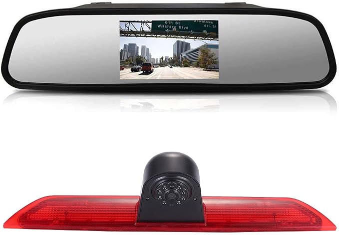 3rd Third Brake Light Backup Reverse Camera+4.3" Rear View Mirror Replacement for Ford Transit tourneo Custom Jumbo Kasten V363 F150 F250 F350 V636 MK8 2012-2020 Van