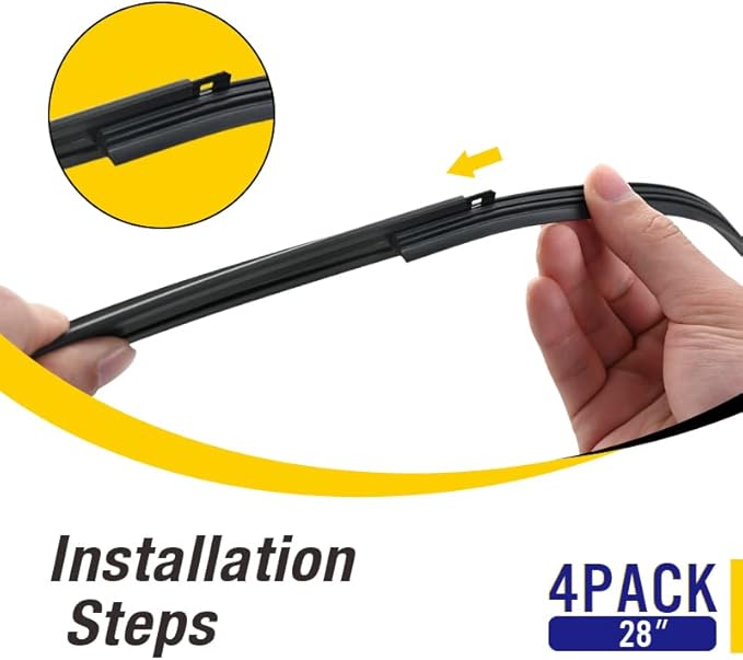 5 PLUS Wiper Blade Refill,4 PCs Adjustable Size of Universal Replacement Windshield Wiper Refill Replacement for Front & Rear Windshield Wiper Baldes Rubber Strip (28")