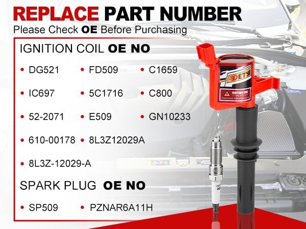 DG521 Ignition Coil Pack & SP509 Spark Plug Set—Fitment for 2008–2014 Ford F-150, Expedition, Explorer; 2008–2010 F-250/F-350 Super Duty; Mustang, Navigator, Mountaineer (4.6L/5.4L V8)