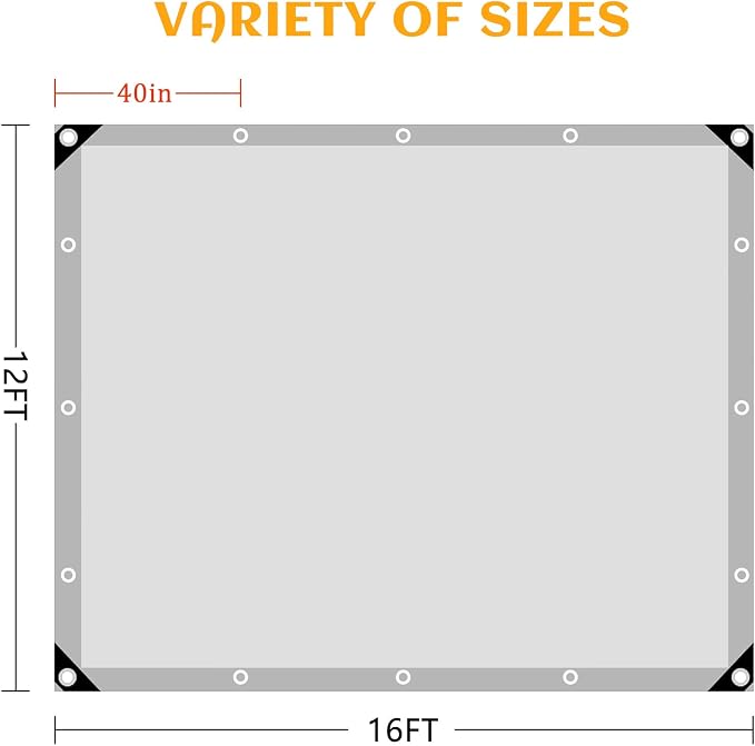 Sliver Tarps Heavy Duty Waterproof, 12 Mil Large Tarps with Grommets and Reinforced Edges, UV Tear Fade Resistant, Big Heavy Duty Covers for Roof Rain Camping Outdoors, 12 * 16 FT