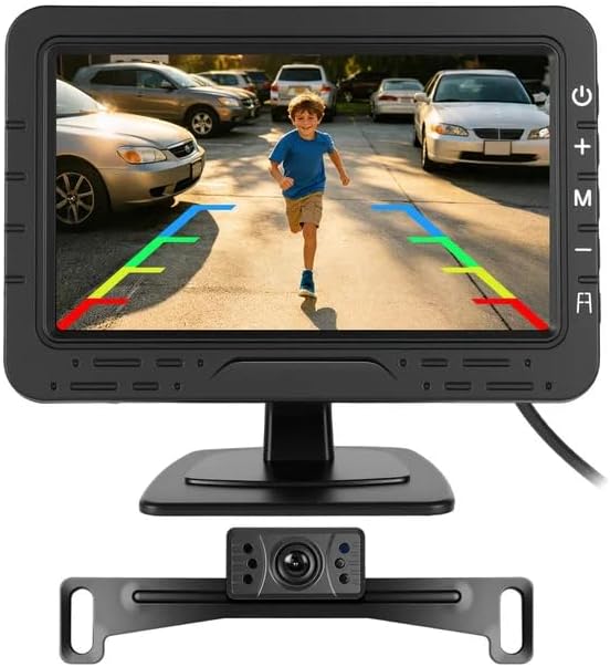 Backup Camera for Truck Car IP68 Waterproof Night Vision DIY Grid Lines for Car RVs Trucks Tractors Bus Semi-Trailers