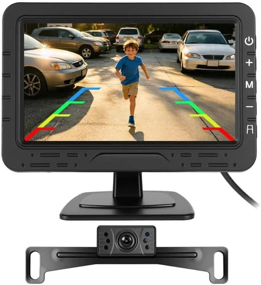 Backup Camera for Truck Car IP68 Waterproof Night Vision DIY Grid Lines for Car RVs Trucks Tractors Bus Semi-Trailers