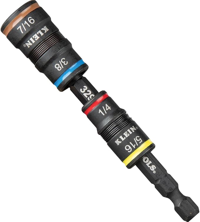 Klein Tools 3-Piece Mini-Ratchet Driver Set, Impact Stubby Driver, and 6-in-1 Flip Socket Set with 7 mm to 14 mm Metric Hex Sizes