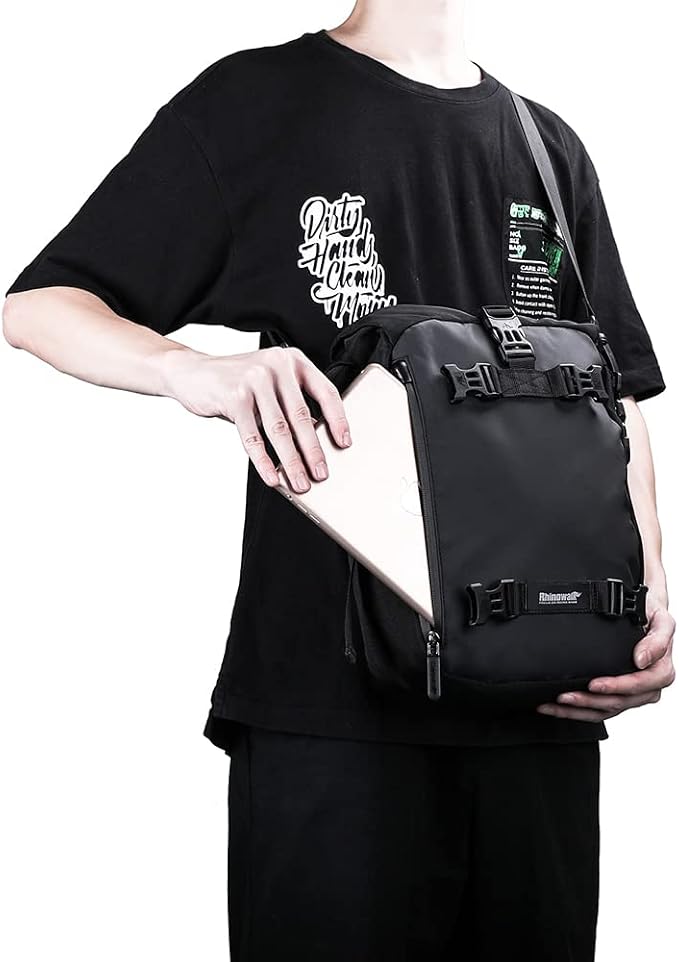 Rhinowalk Motorcycle Tail Bag 10L Waterproof Motor Pannier Bag Motor Travel Luggage Motorbike Rear Rack Trunk Storage Bag Professional Motorcycle Accessories-Black