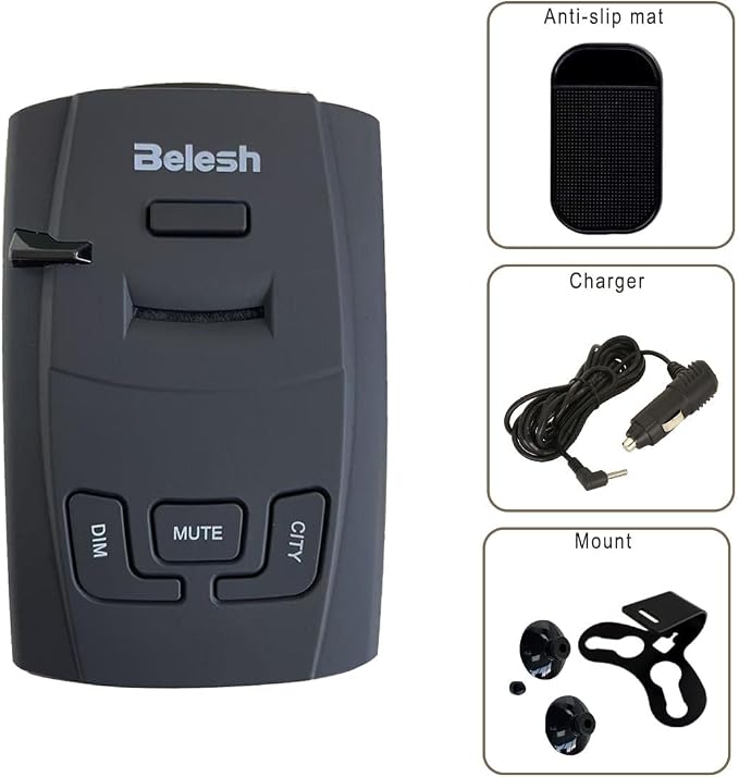 S360 Laser Radar Detector for Cars – City/Highway Mode, Mute & DIM Function, Voice Alert, Long Range Detection, Easy Installation, Compatible with All Vehicles