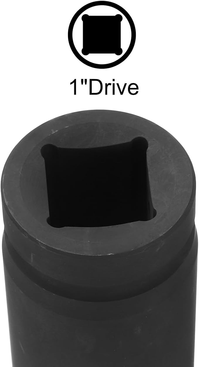 uxcell 1" Drive 32mm 12-Point Impact Socket, CR-MO Steel 80mm Length, Standard Metric Sizes