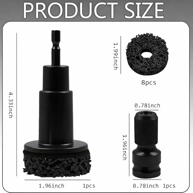 10 Pcs Wheel Hub Cleaning Tool Kit, Wheel Stud Cleaner and Hub Resurfacing Kit Includes 8 Pads, Quick Rust Removal, Fits 1/2” Wrenches or Power Drill, Automotive Maintenance Tool