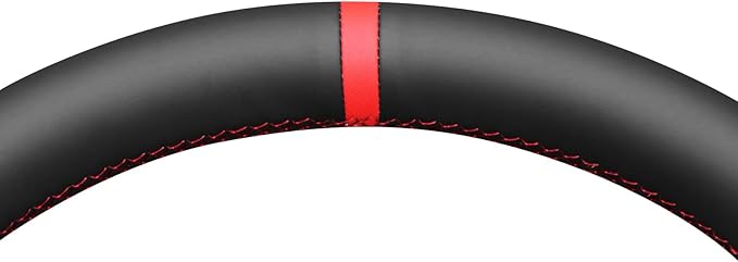 MEWANT Hand Stitch Black Solid Woven Embossed Artificial Leather Steering Wheel Cover for Ford Mustang 2024