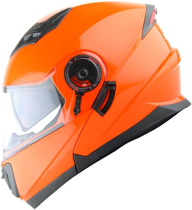 1Storm New Motorcycle Bike Modular Full Face Helmet Dual Visor Sun Shield: Glossy Orange