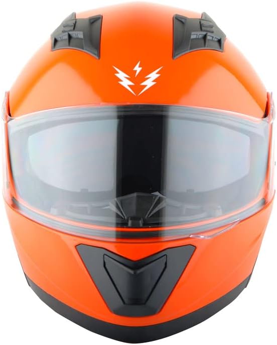 1Storm New Motorcycle Bike Modular Full Face Helmet Dual Visor Sun Shield: Glossy Orange