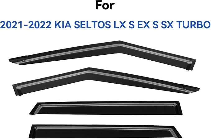 YQAUTEC Window Visors Rain Guards for 2021 2022 2023 2024 2025 2026 Kia Seltos, Out-Channel Window Vent Wind Deflectors Visors Shades for 21-26 Seltos LX S EX S SX Turbo X-Line