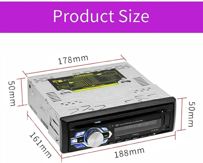 1 Din 12V Car Radio, VCD DVD CD Player Vehicle MP3 Stereo Player, Audio Stereo Receiver Support Bluetooth/FM/SD/USB/AUX/U Disk