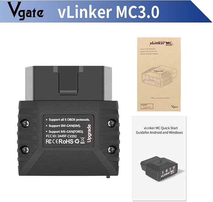 Vgate vLinker MC Bluetooth 3.0 OBD2 Scanner Code Reader Diagnostic Scan Tool for Android & Windows, Black