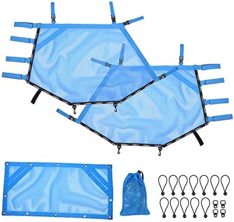 Goldfire Front Rear Window Wind Screen Shade Shield Cover Window Mesh Net Door Scratch Prevention Protection Soft Top Mesh Roof Sunshade Cover FIts for UTV Polaris RZR (Blue)