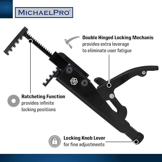 MichaelPro 90-Degree Locking Grip Hose Clamp Pliers, 3/4" to 2-3/4”, Adjustable Angle Tool for Radiator and Fuel Line Clamps, Non-Slip Handles, Ideal for Automotive Engine Bay Repairs | MP003065