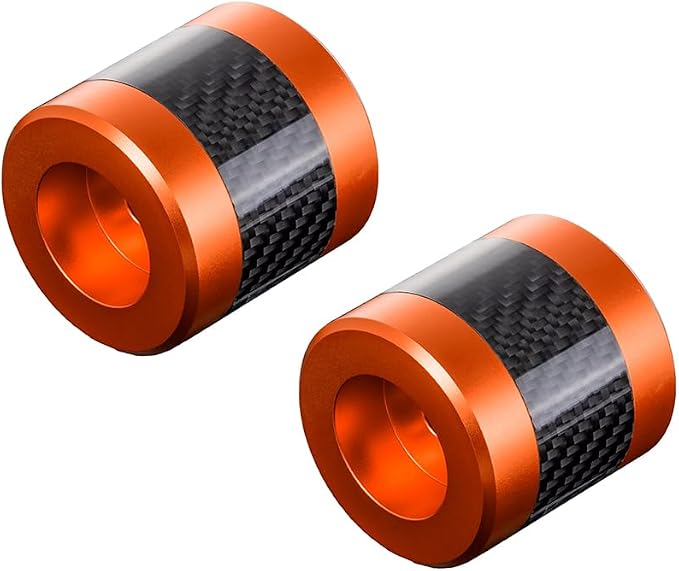 Advanblack ProTek Machined 1.25" Crash Bar Sliders Decorative Wheel Rotatable End For Front Engine Guard Harley Saddlebag Guards (Orange CNC w/Carbon Inlay)