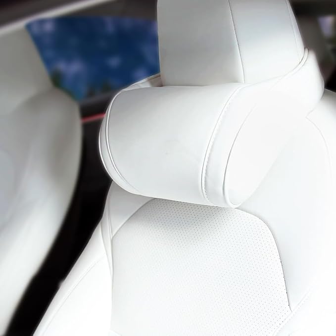 Car Headrest Neck Pillow Support Ergonomic, with Valve Stem Covers Accessory for Driving Seat Fatigue Relief Compatible with Model S X 3 Y & Cybertruck - 1 Piece