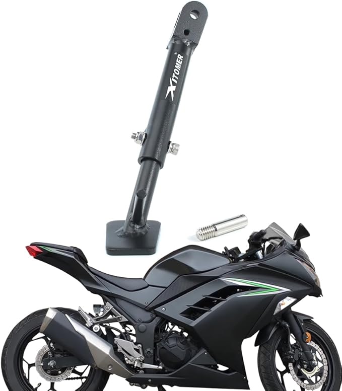 Xitomer 0-2.5'' Adjustable Kickstand Fit for Ninja 300 SE, Ninja 300 / ABS 2014 2015 2016, Ninja 250 / ABS Z250 / ABS 2013 2014 2015 2016 2017 Motorcycle Adjustable Side Stand Foot Side Support