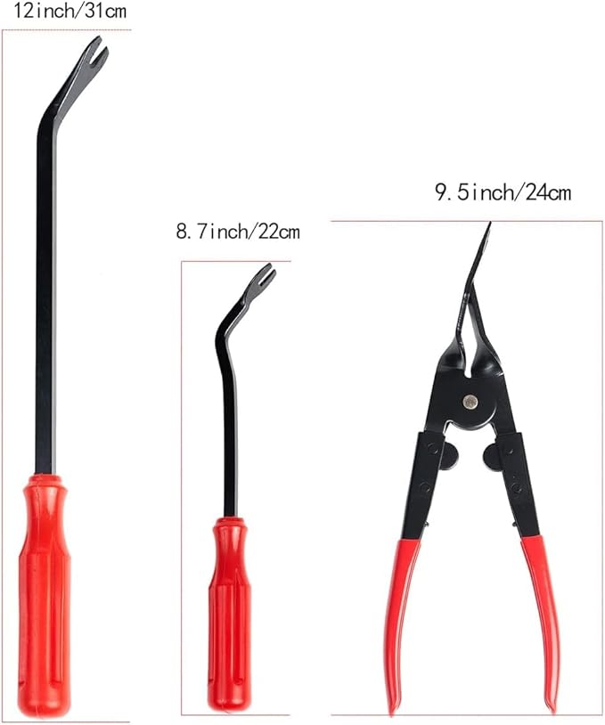 Hook and Pick Set with Case 13 Pcs - Clip Pliers & Fastener Remover, Gasket Scraper Tool, Magnetic Pick Up Tool, for Hose Removal Puller and Auto Upholstery Combo Repair Kit
