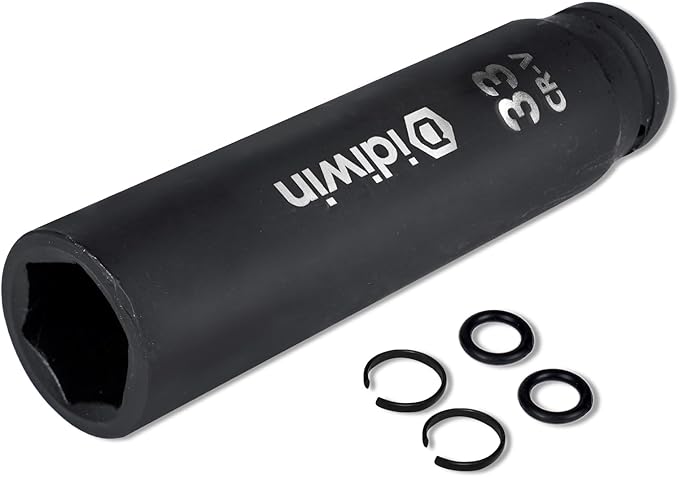3/4" Drive 33mm Extra Deep Impact Socket, 8" (200mm) Long, 6-Point for Truck, Trailer, and Tractor Wheel Nuts, Heat Treated Cr-V Alloy Steel, One-Piece Forged, Radius corner design