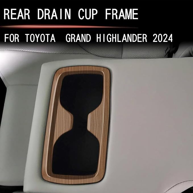 Second Row Cup Holder Panel Cover Interior Modifications Compatible with Toyota Grand Highlander 2024 2025 2026 Fit for 2024-2026 Grand Highlander ABS Accessories(Wood Grain)